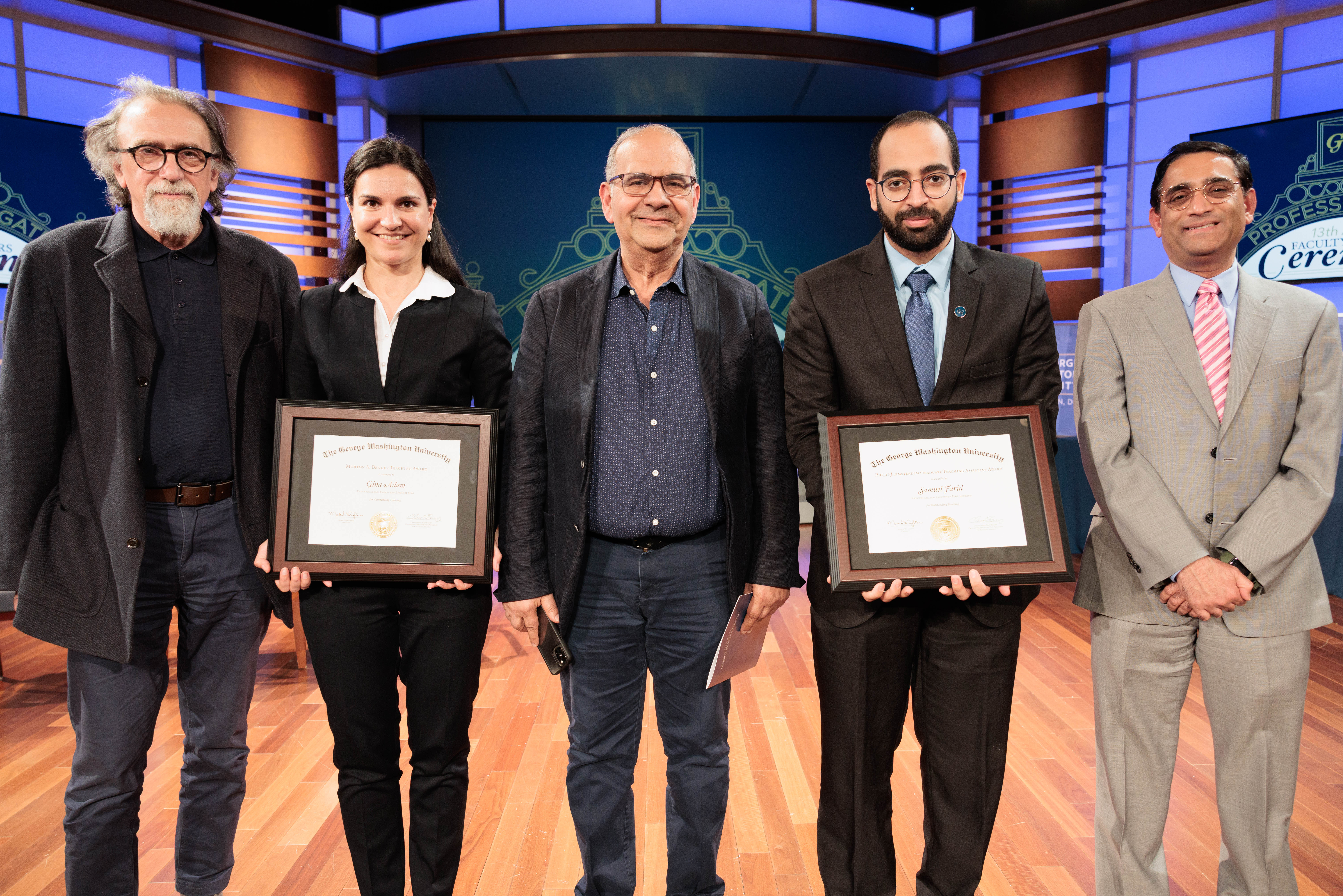 ECE Faculty Award winners pictured with the Department Chair