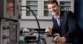 Volker sorger working in lab
