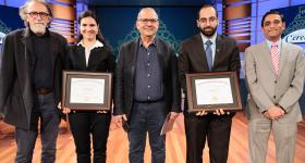 ECE Faculty Award winners pictured with the Department Chair